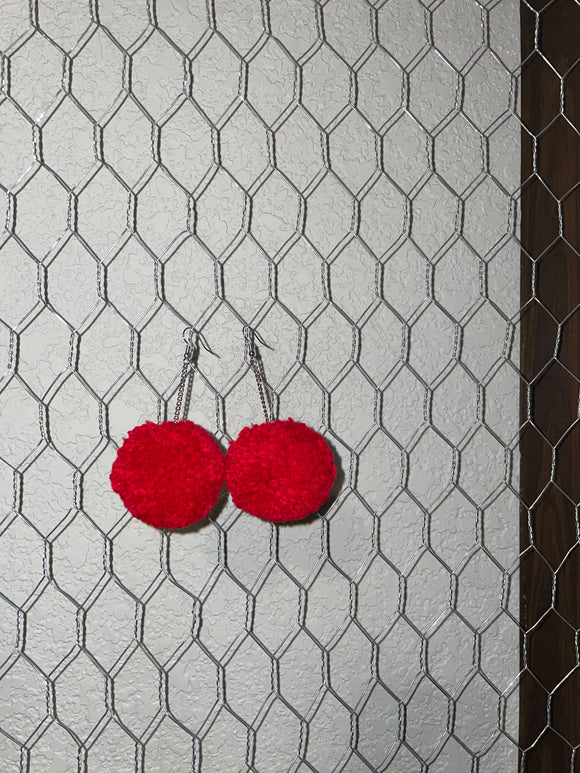 Red Pom earrigns