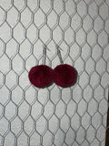 Burgandy Pom Earrings