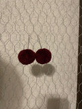 Burgandy Pom Earrings