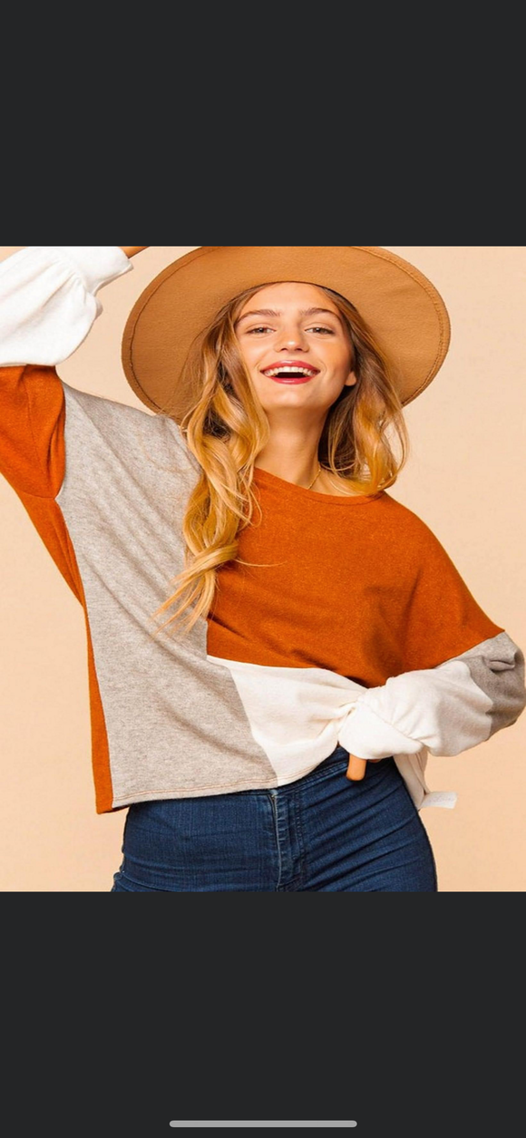 Orange, gray, white long sleeve