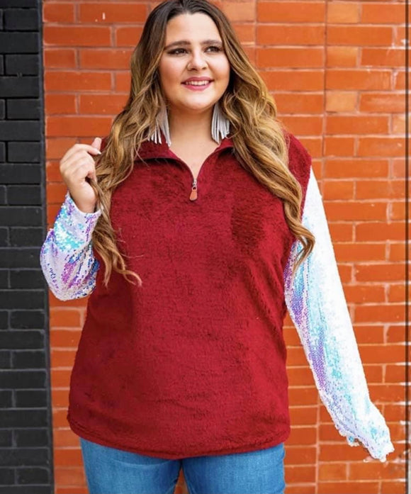 Sherpa pullover with Sequins