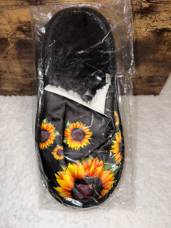 Black sunflower sandals