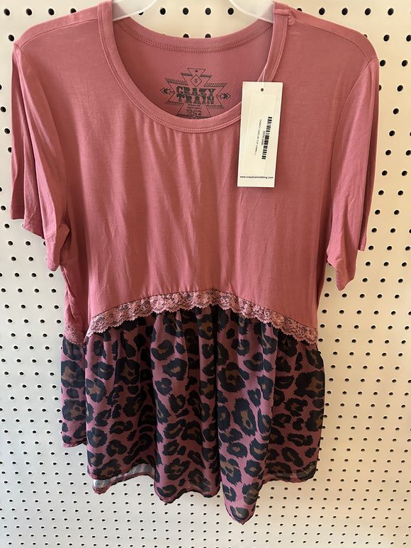 Mauve, lace, and cheetah Tee