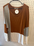 Orange, gray, white long sleeve