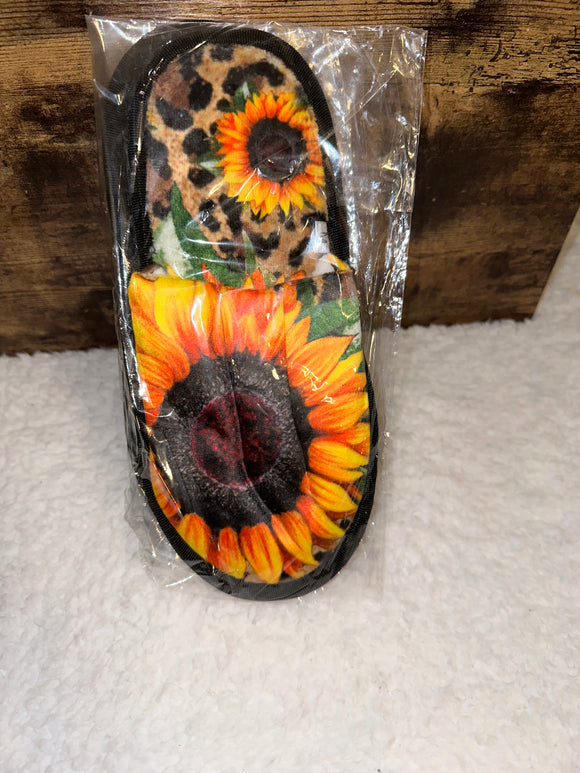 Cheetah sunflower slippers